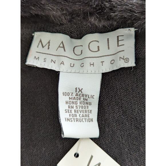 NWT! MAGGIE MCNAUGHTON! BLACK V-NECK DETACHABLE FAUX FUR COLLAR SWEATER! SZ 1X - Picture 4 of 7